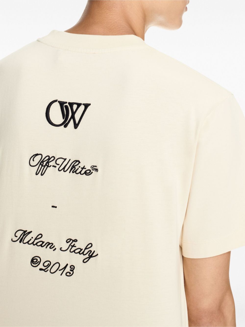 Logo-embroidered cotton T-shirt - Neutrals