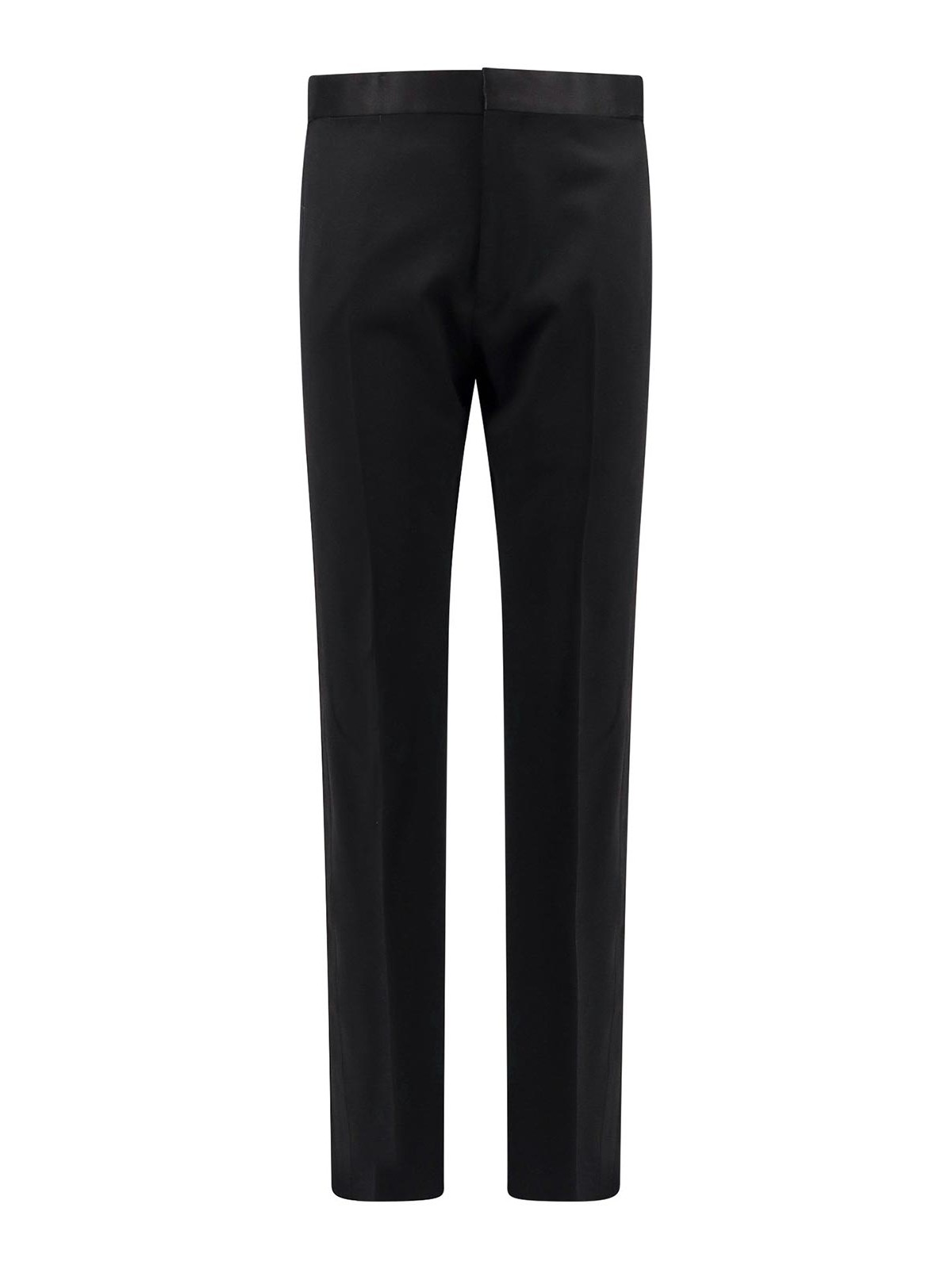 Virgin wool trouser with satin profiles