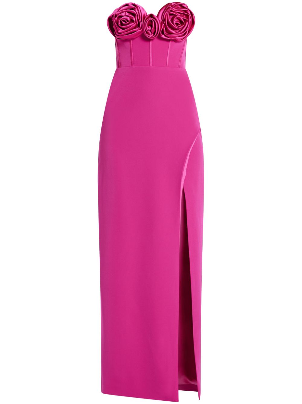 Rose-appliqué gown - Pink