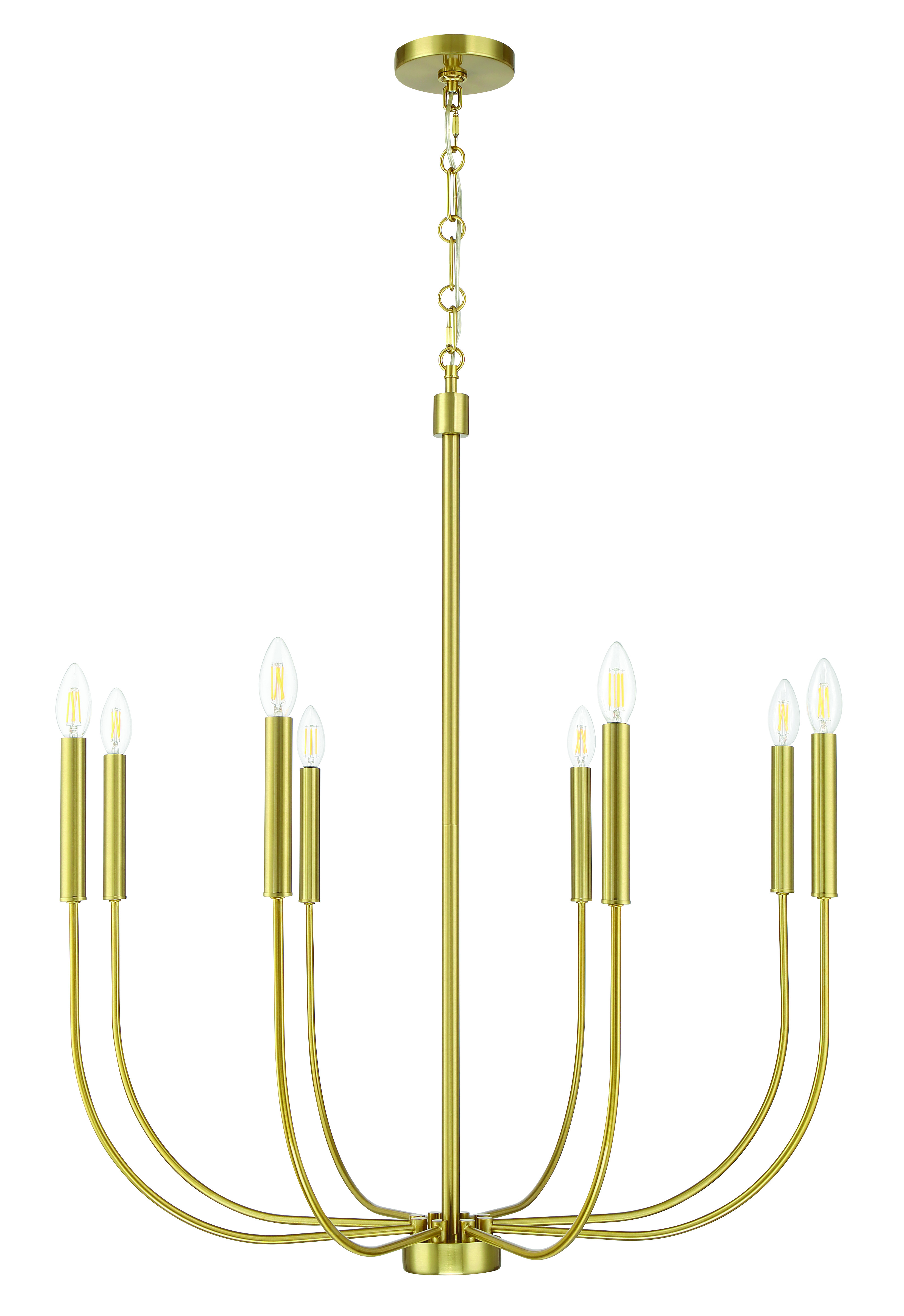 Satin Brass Chandelier from the Traci Collection