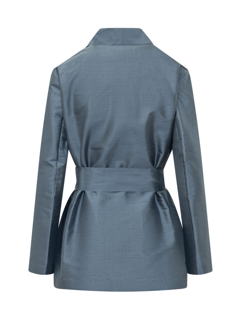 Blue Waist Tie Shirt