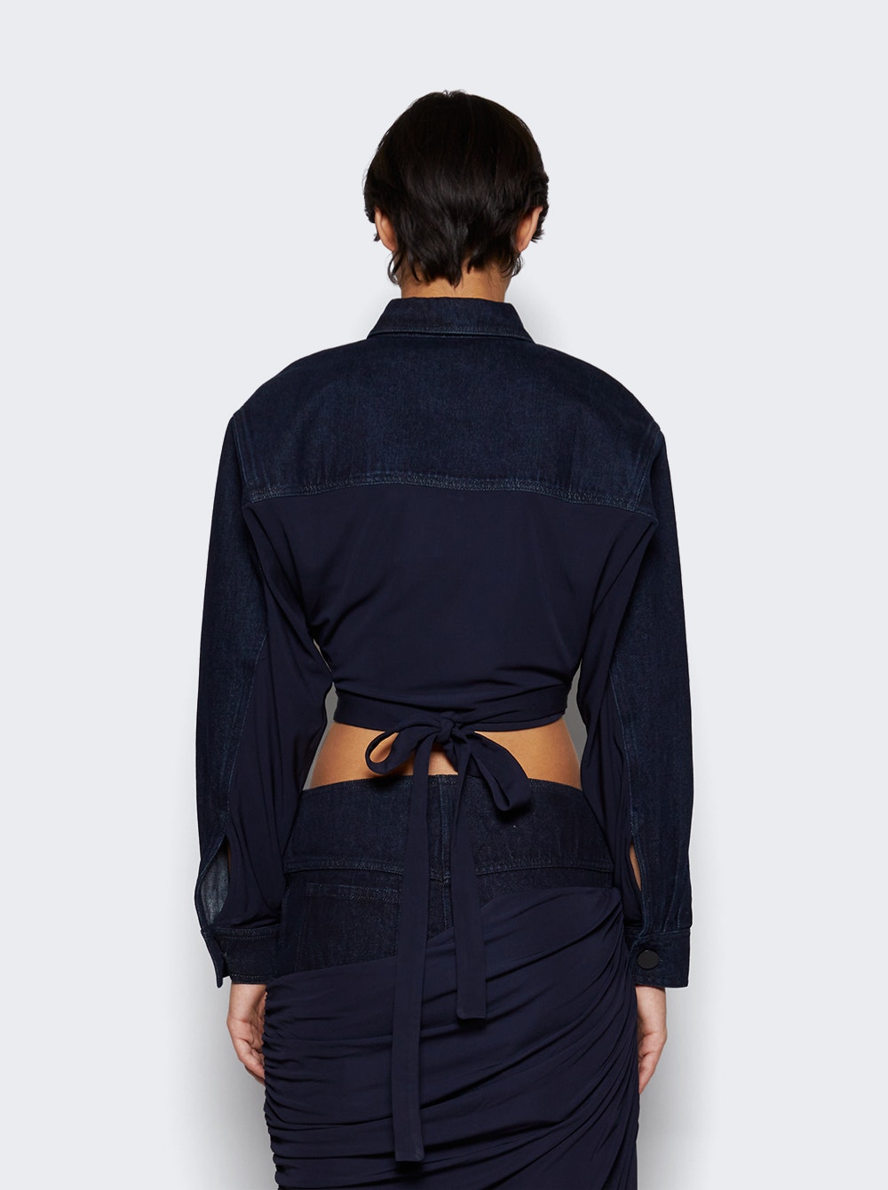 Sevilla denim wrap cropped top - Blue