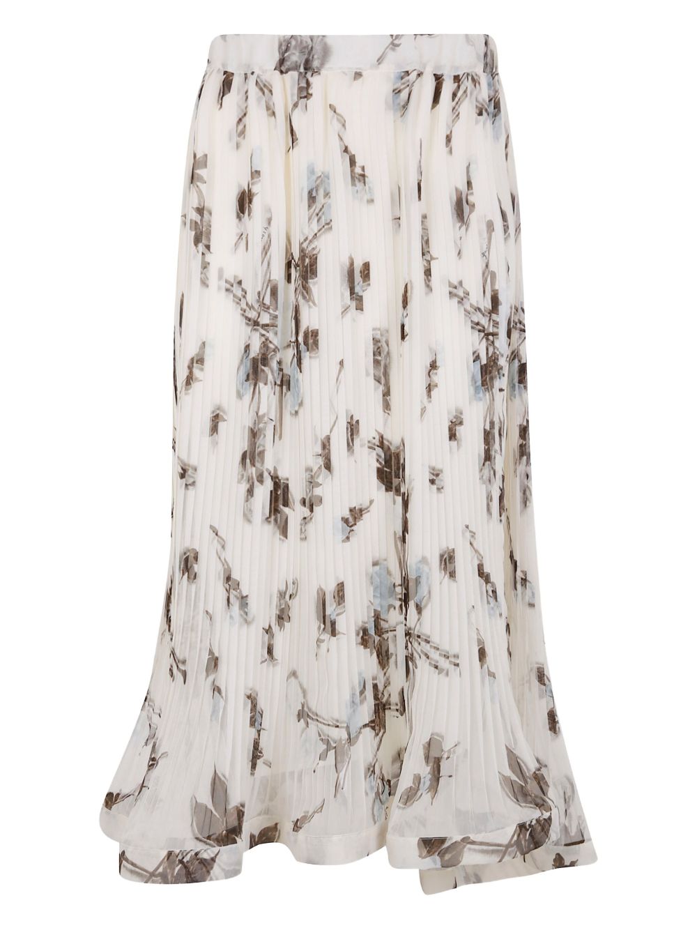 Pleated floral-print skirt - White