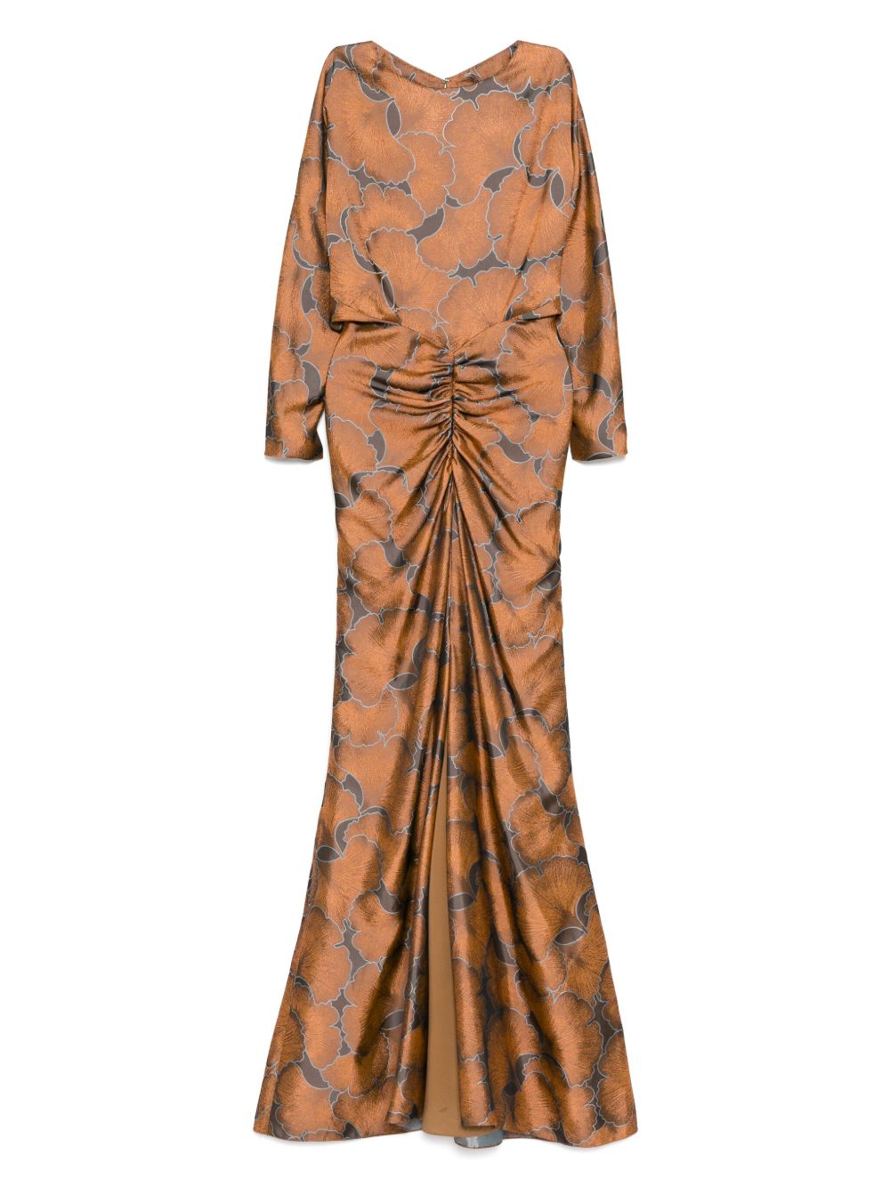 Amsale jacquard dolman-sleeved dress - Brown