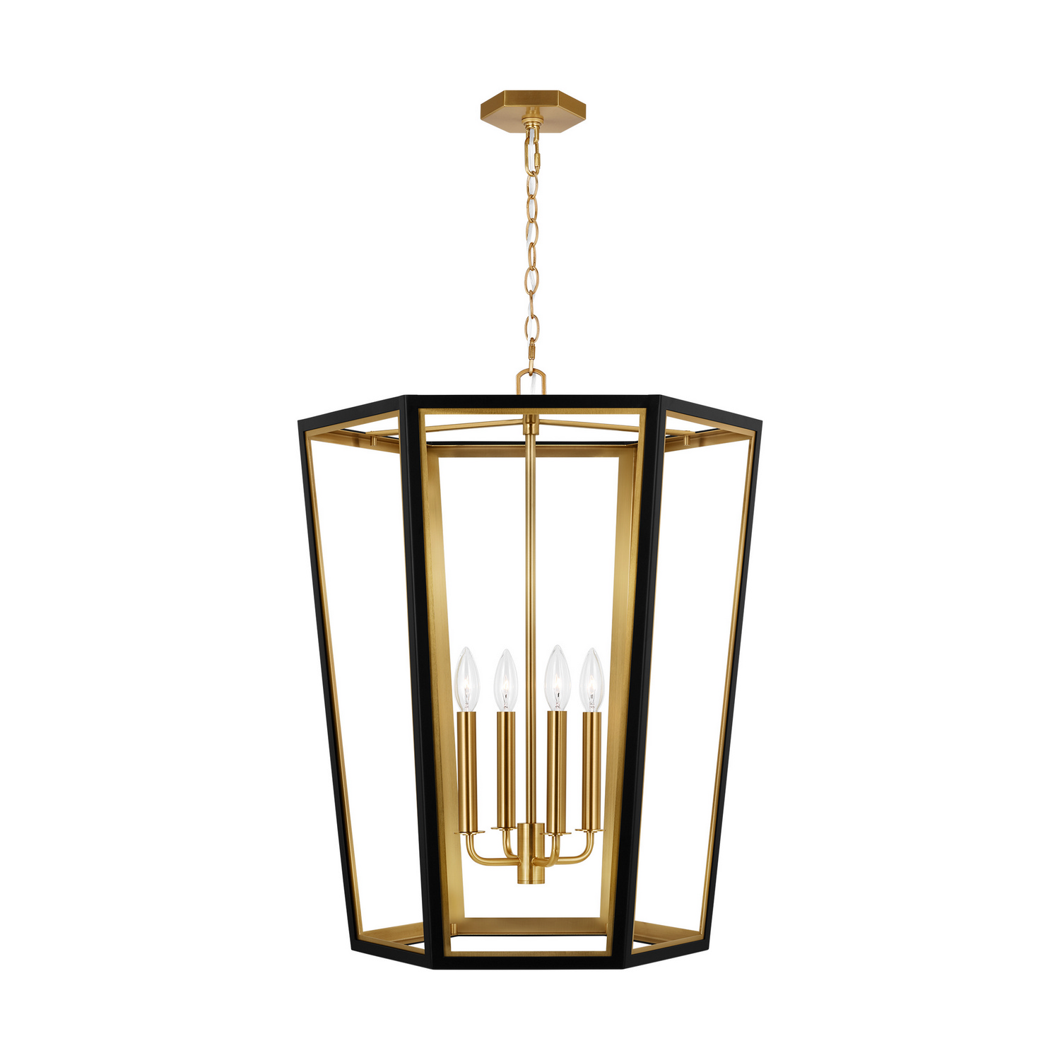 Curt 4-Light Chandelier in Midnight Black And Burnished Brass by Alexa Hampton