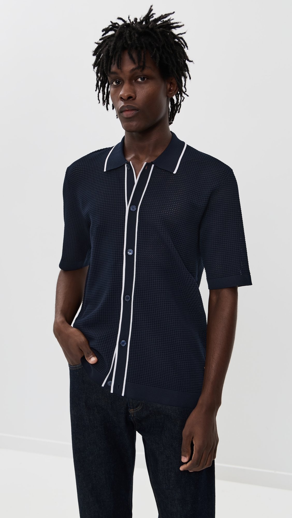 Roddy Button-Thru Shirt Night Iris/Cloud