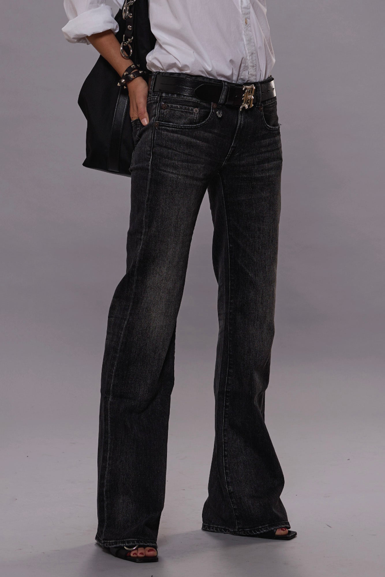 R13 Boy Flare - Kennet Black Stretch