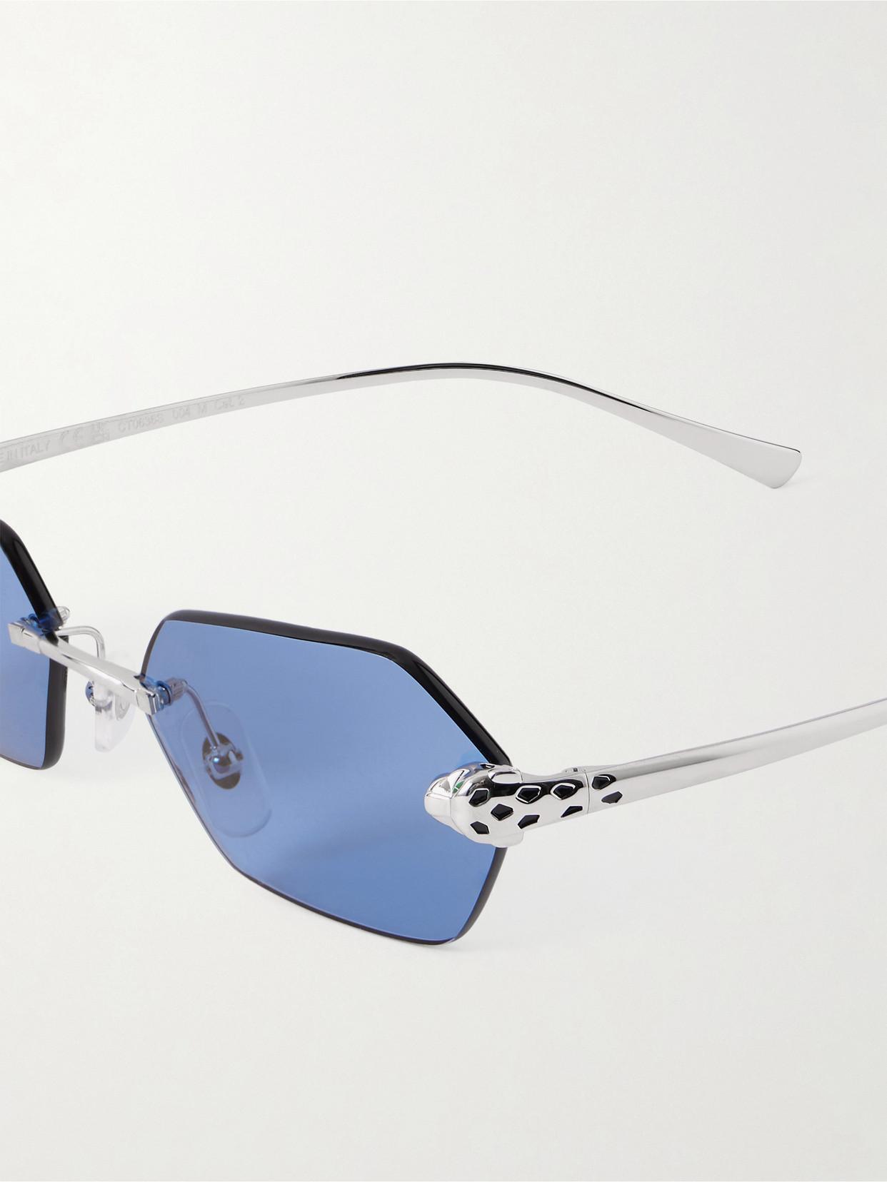 Panthère De Cartier Rimless Hexagon-frame Silver-tone Sunglasses - One size