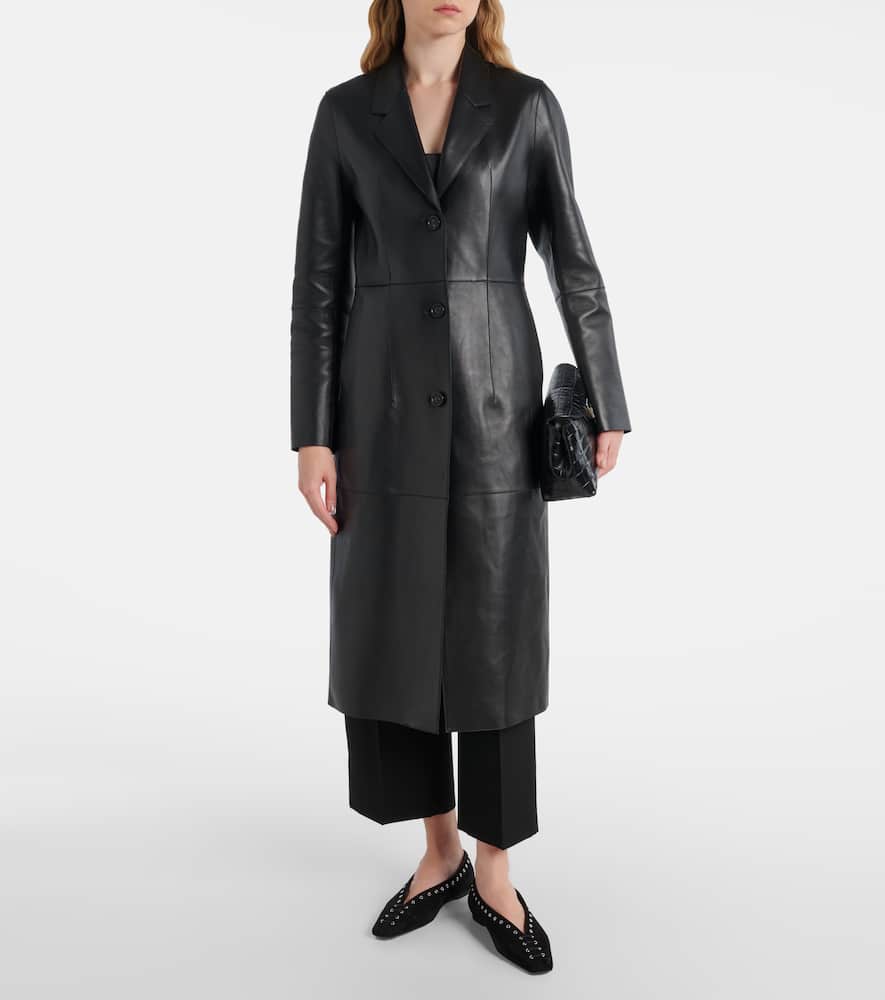Paneled leather coat