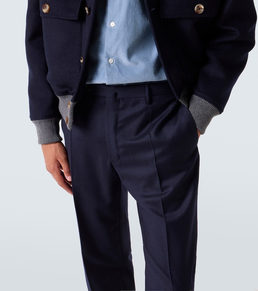 Virgin wool flannel slim pants