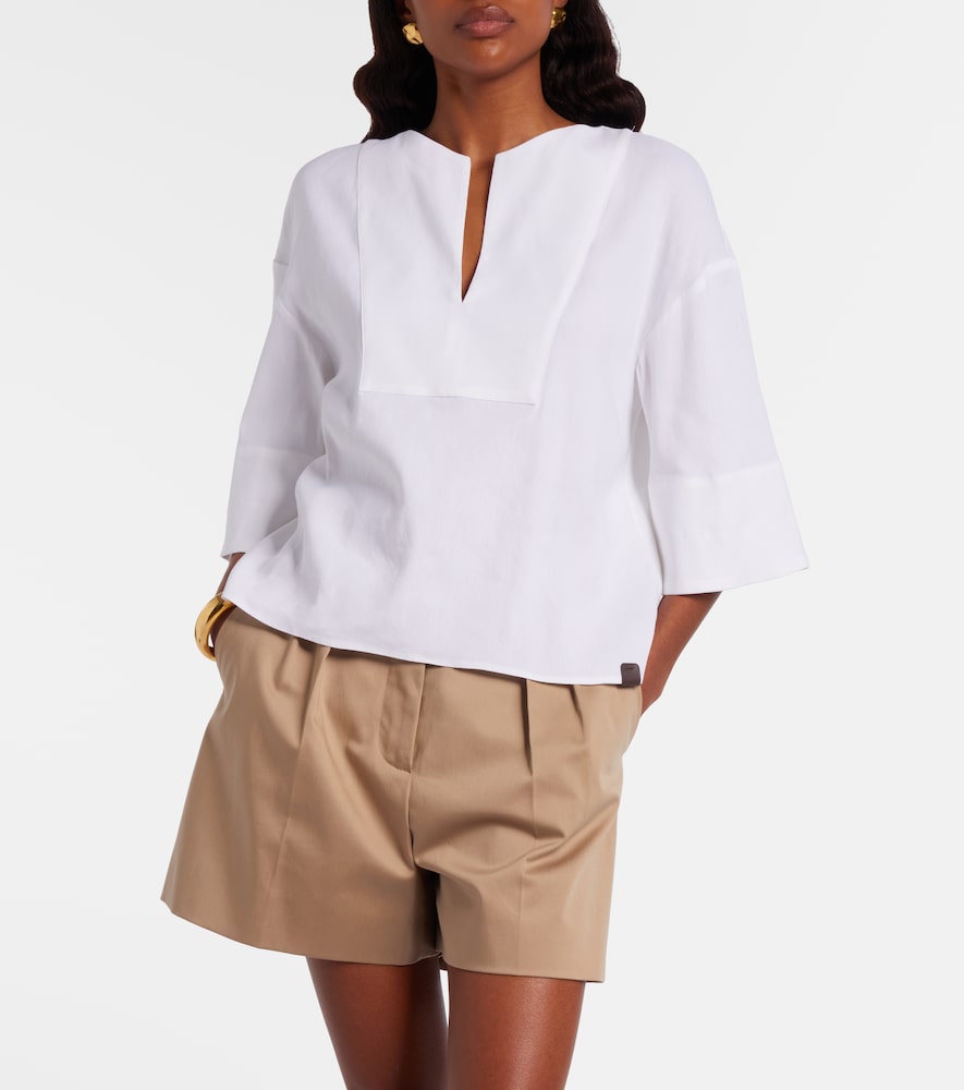 Sospiro linen-blend top