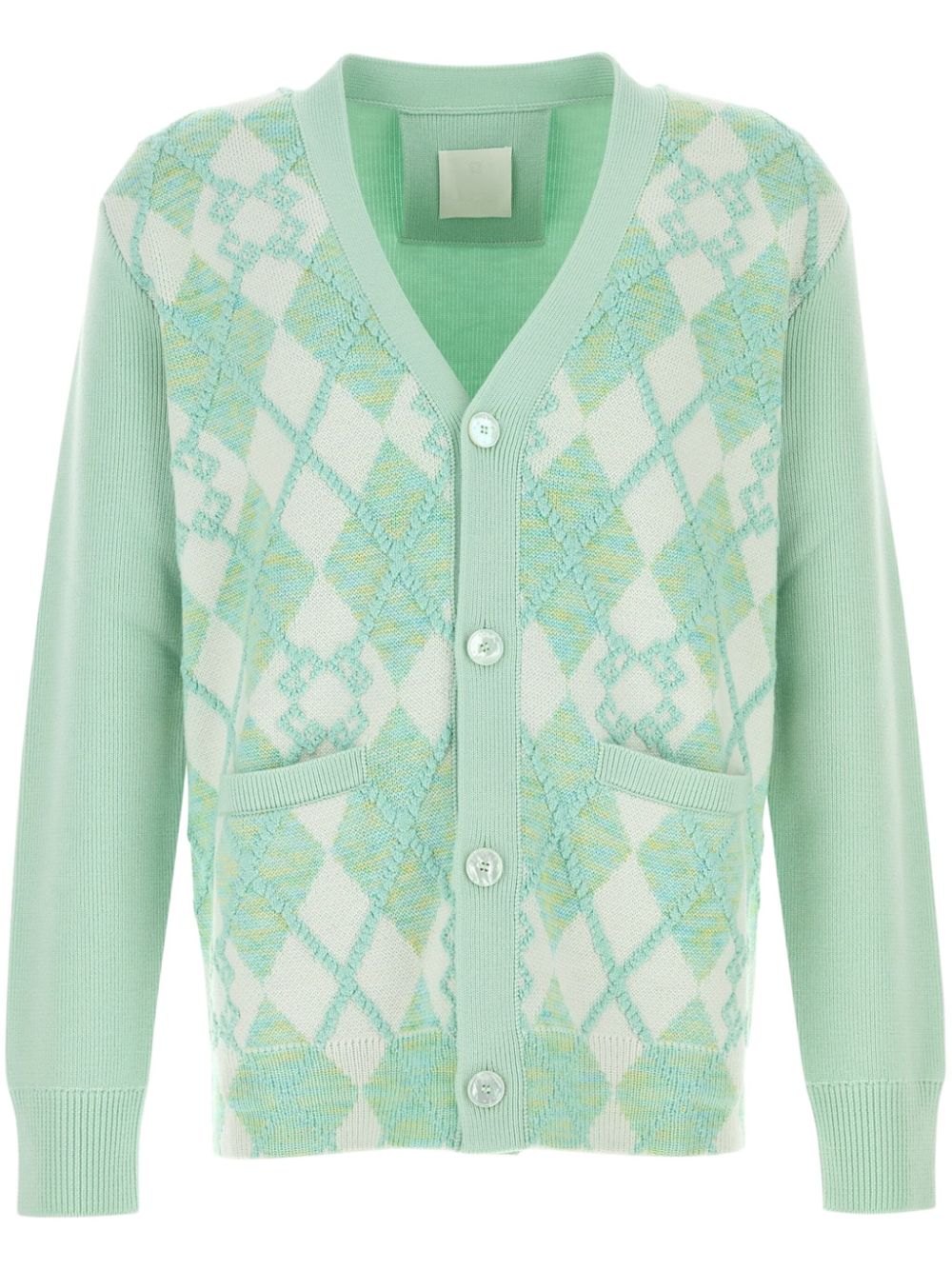 Argyle intarsia-knit cardigan - Green