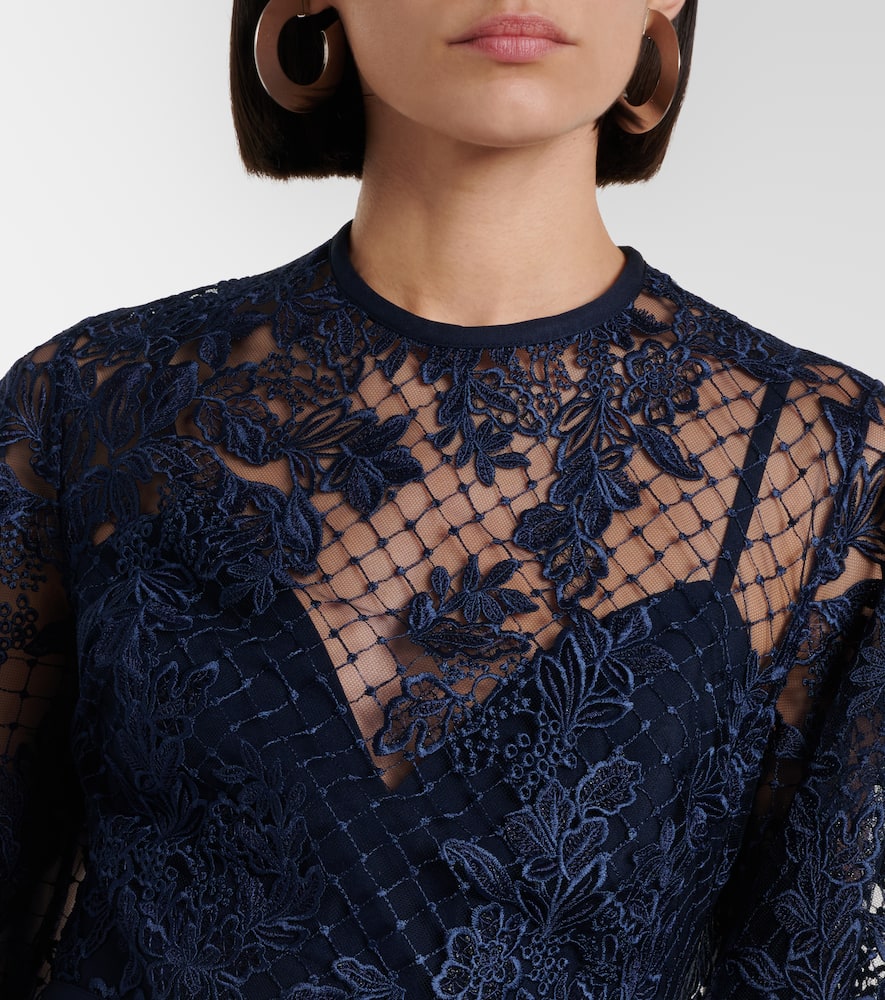 Embroidered lace and tulle gown