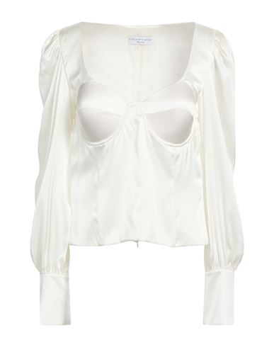 Woman Top Cream Size XL Silk, Elastane