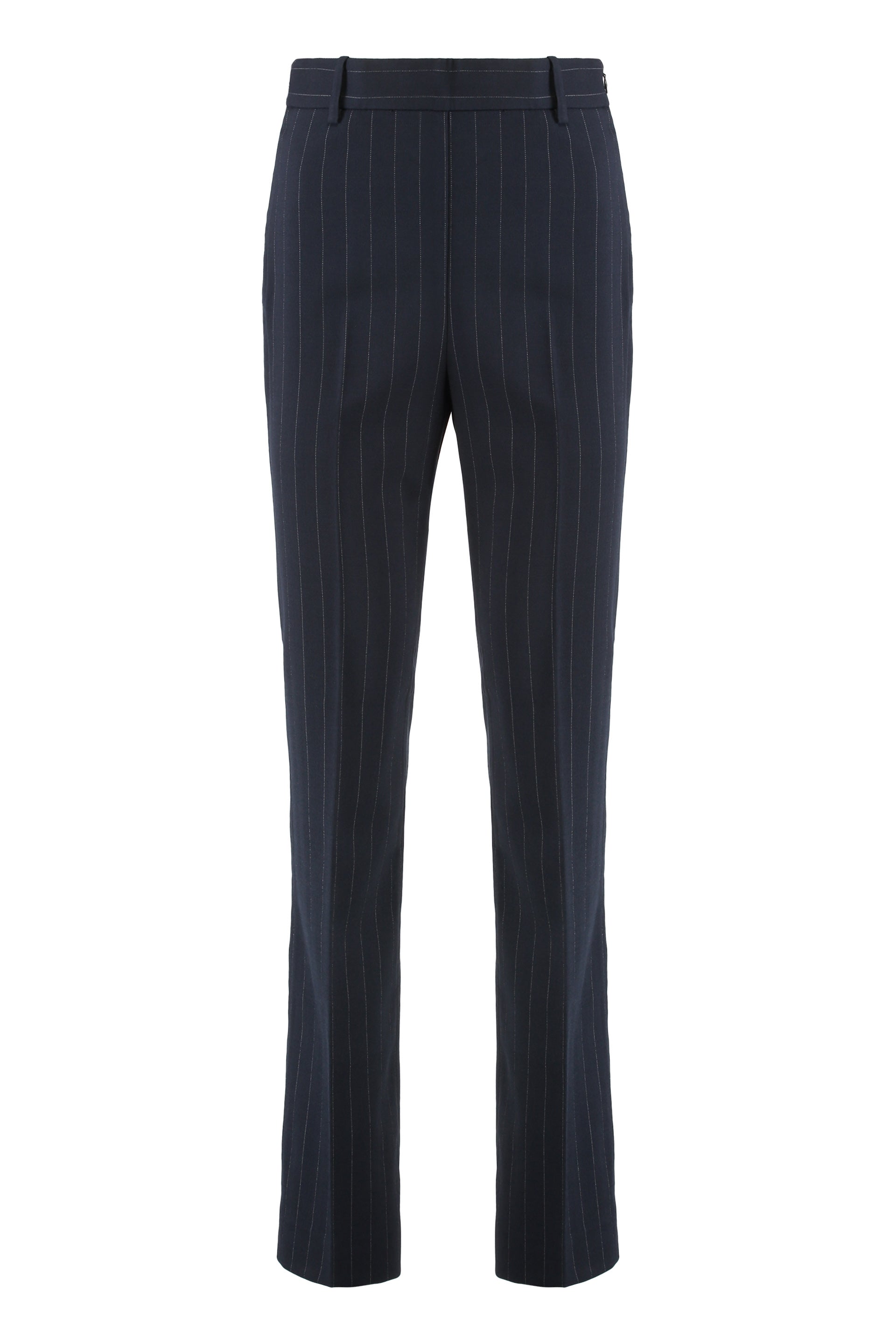 Chalk-Striped Wool-Blend Straight-Leg Trousers