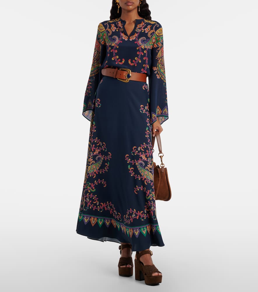 Paisley printed silk maxi skirt