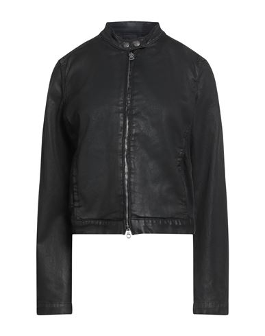 Woman Denim outerwear Black Size L Cotton, Polyester, Elastane