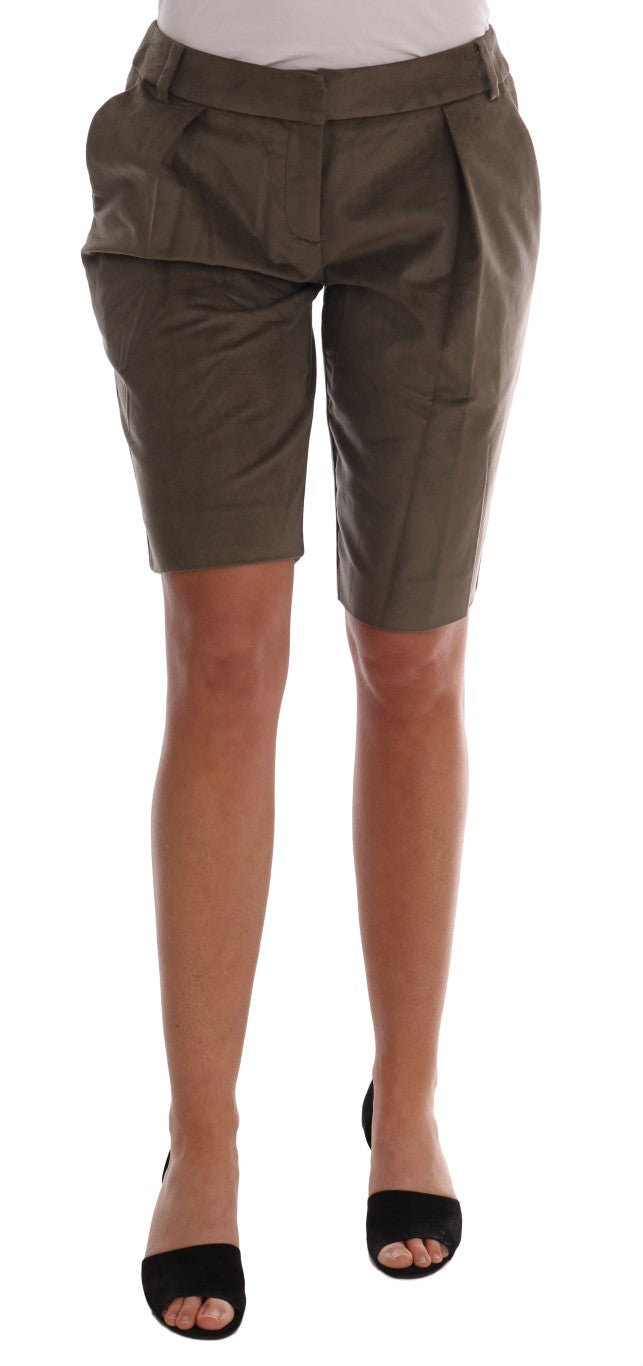 Cotton-Viscose Blend Bermuda Shorts — Brown