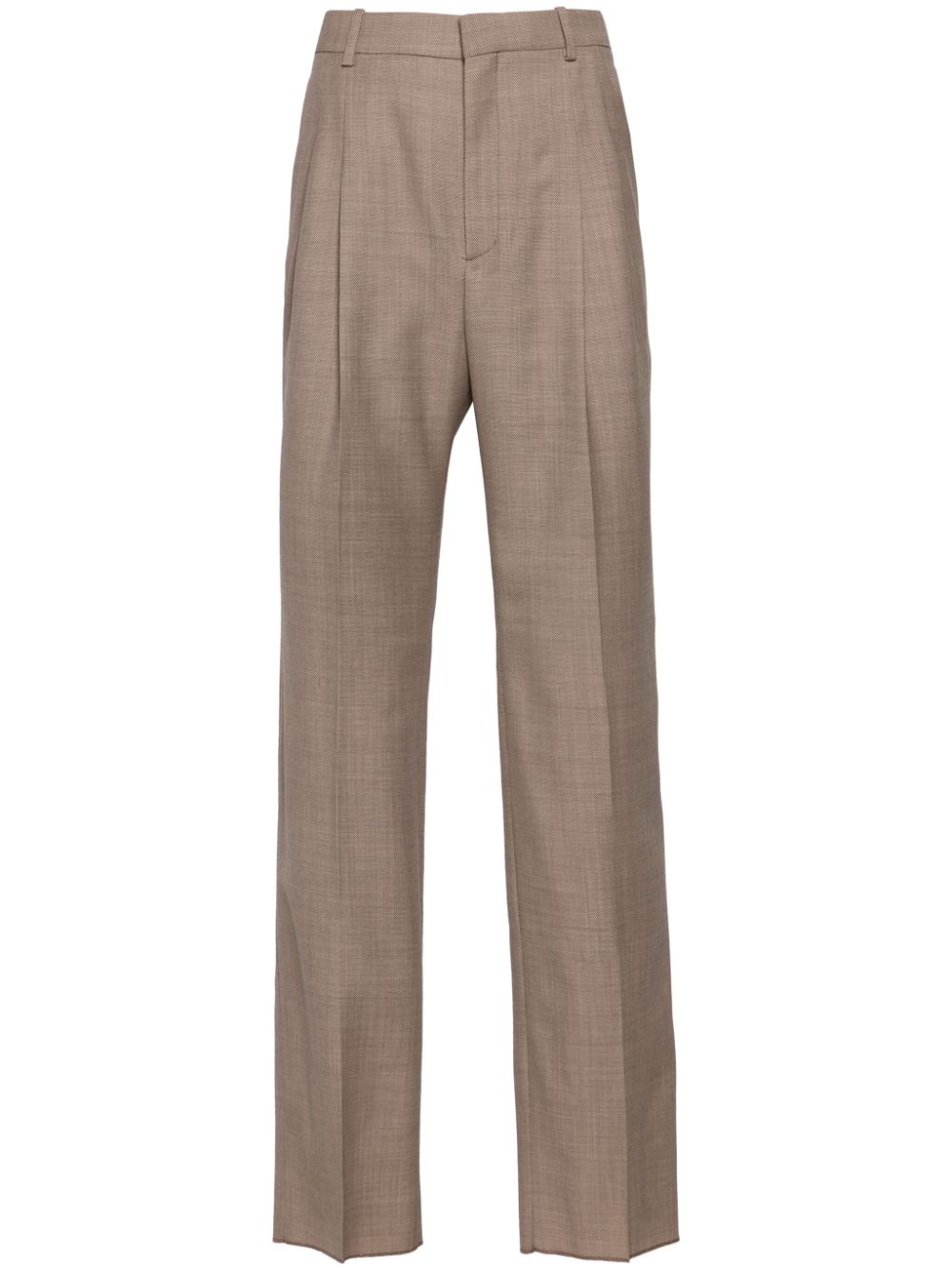Pleated wool tailored trousers - Neutrals