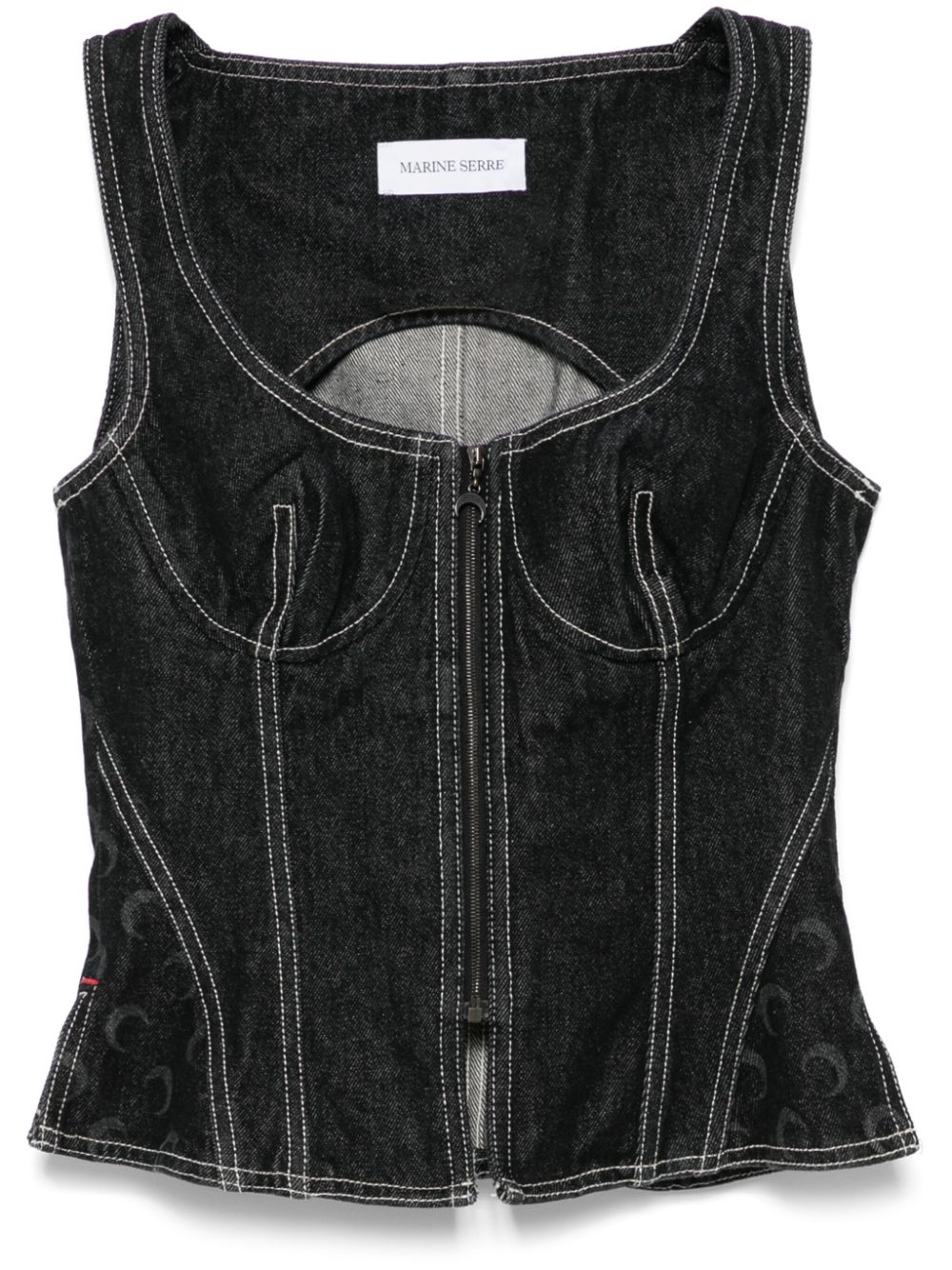Moon-laser denim top - Black