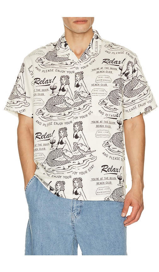Duvin Design Relax Button Up Shirt in Cream. - S also in M, L, XL/1X