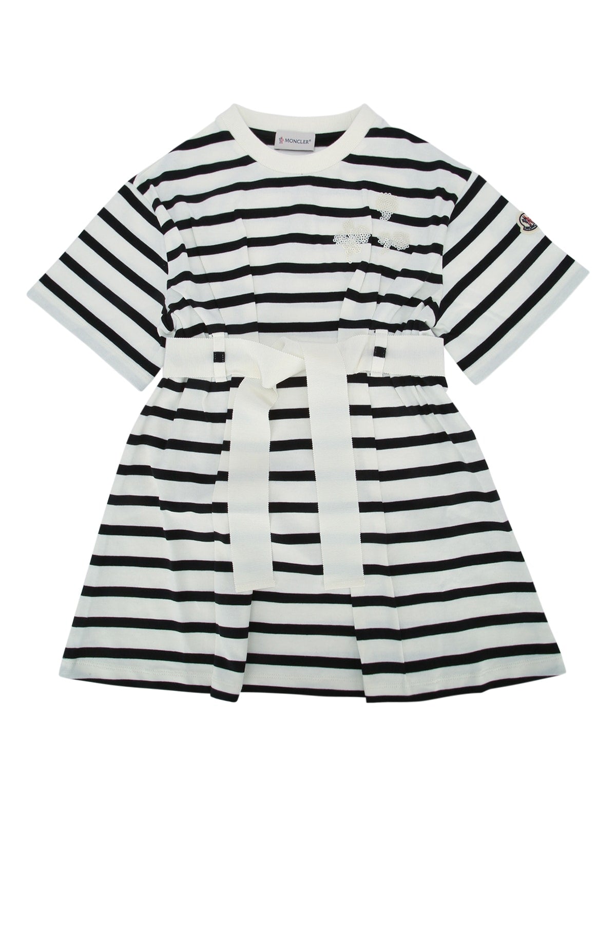 Striped Cotton-Viscose Dress — White