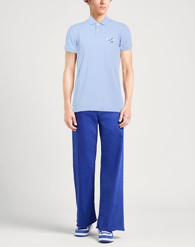Beachwear Man Polo shirt Light blue Size L Cotton, Elastane
