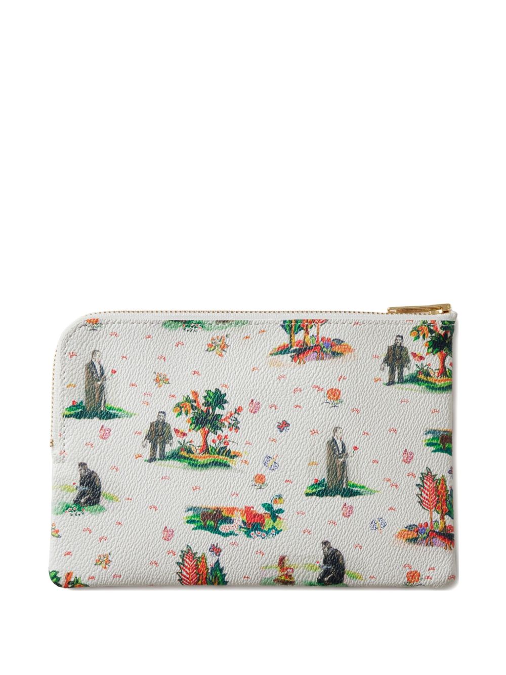 Floral print zip pouch - White