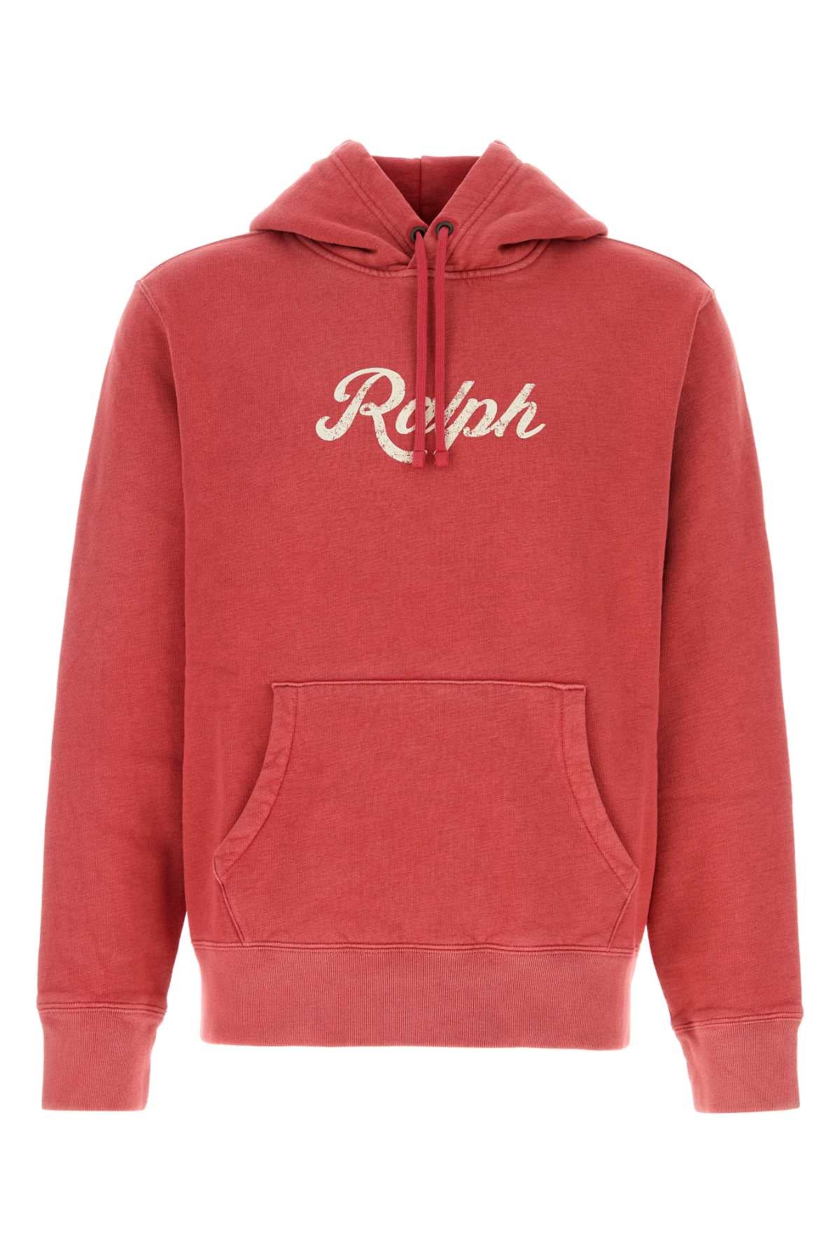 Logo-Embroidered Cotton Blend Sweatshirt — Red