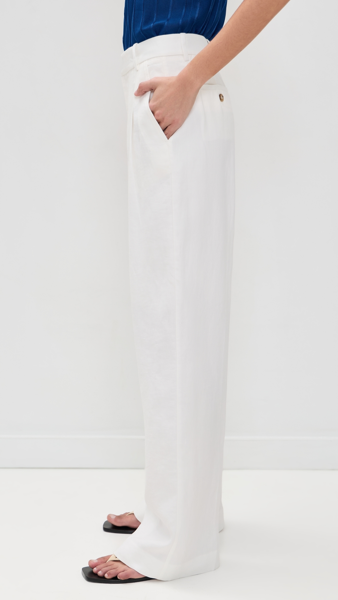 The Linen Belted Trousers White