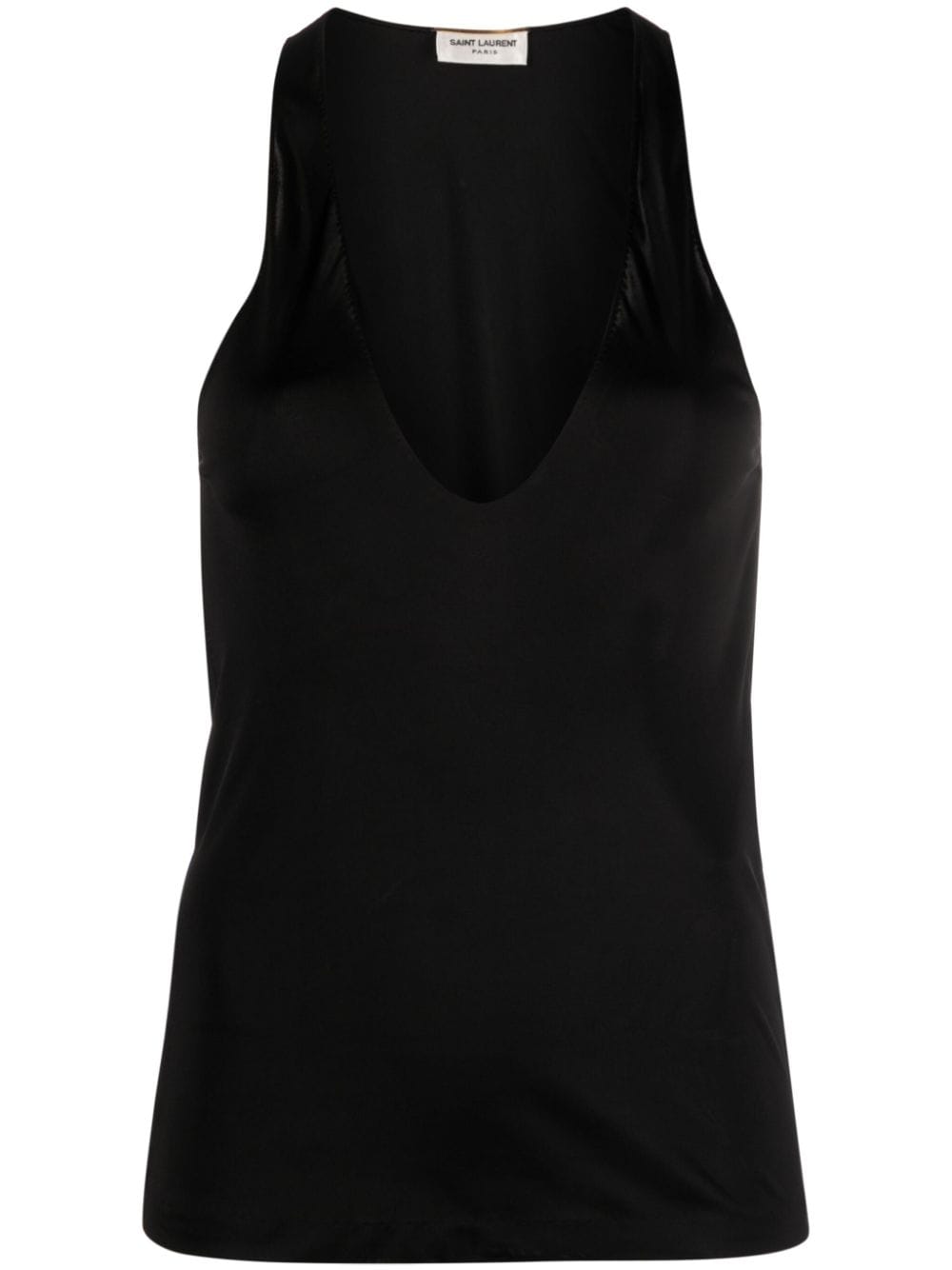 Plunging U-Neck Jersey Tank Top — Black