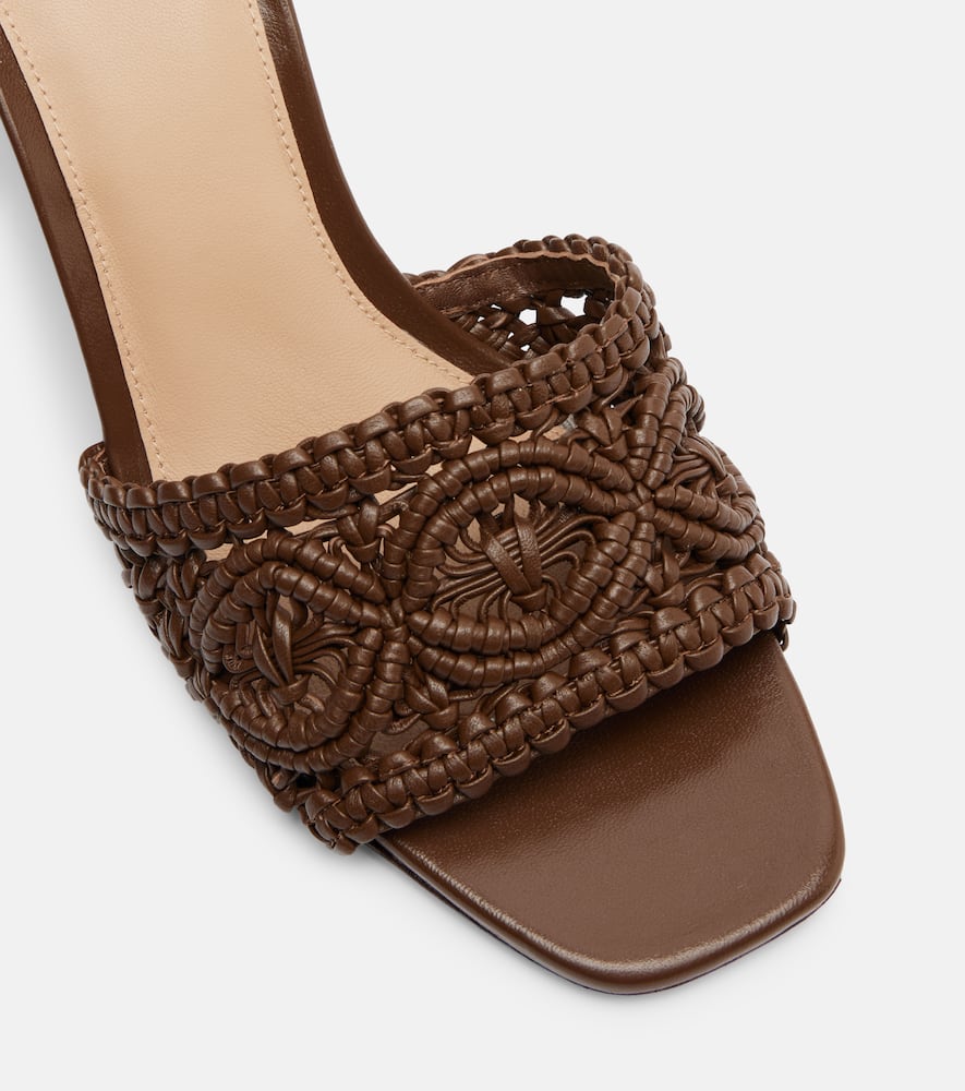 Ellen macramé leather wedge mules