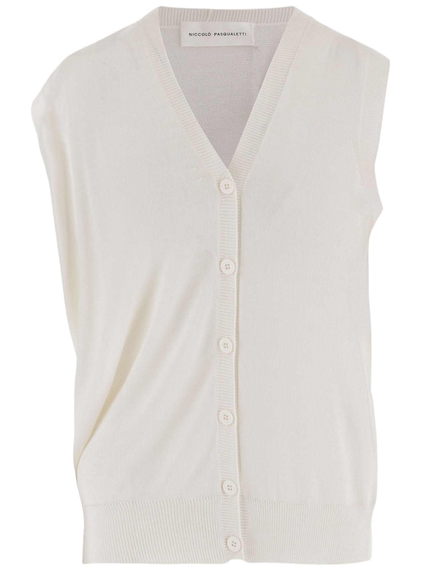 V-Neck Merino Wool Cardigan With Button Closure And Ribbed Cuffs
