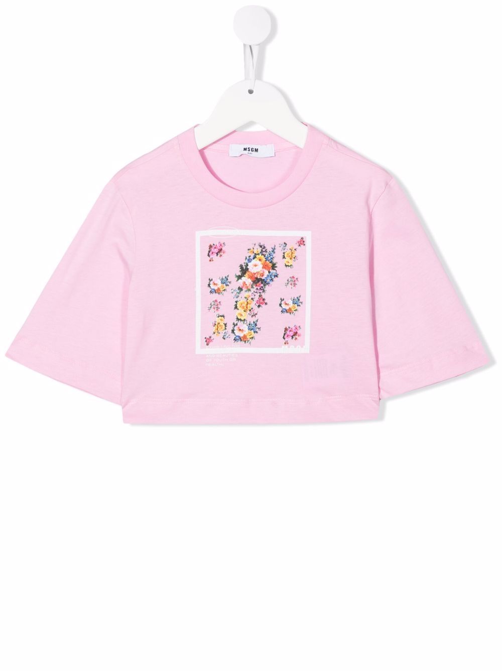 TEEN floral-print cropped T-shirt - Yellow