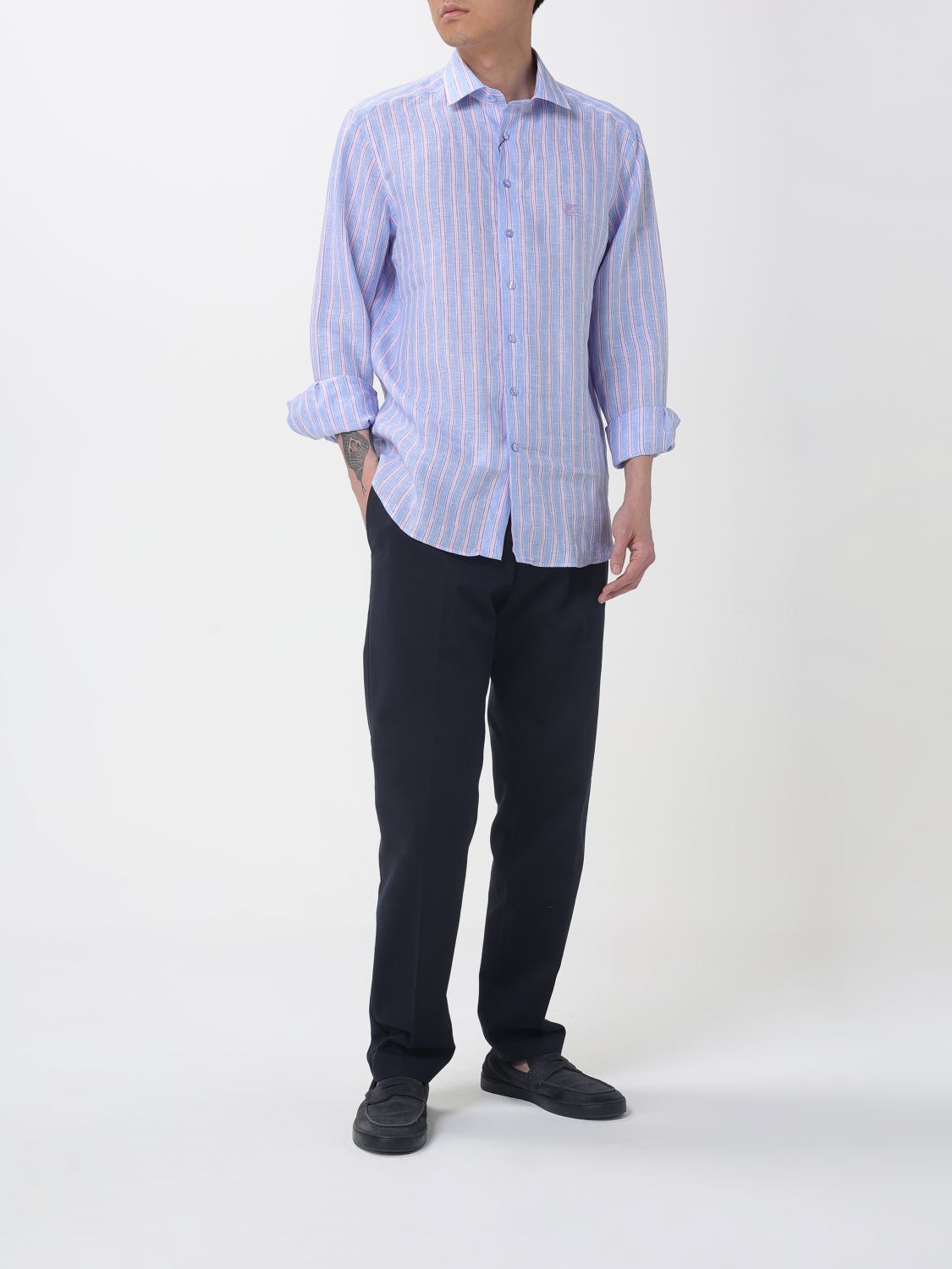 Shirt Men color Gnawed Blue