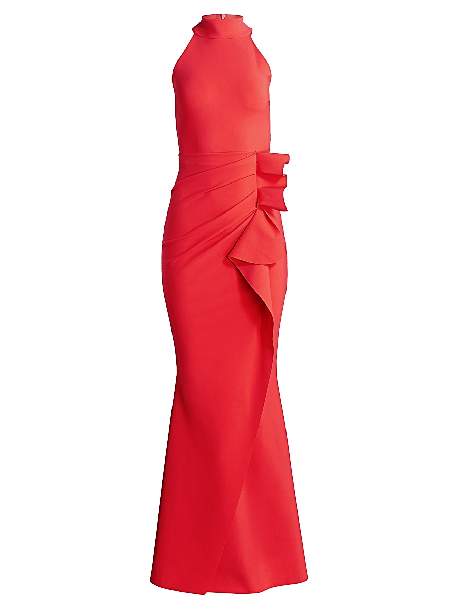 Women's Gudrum Halter Ruffle Gown - Geranium