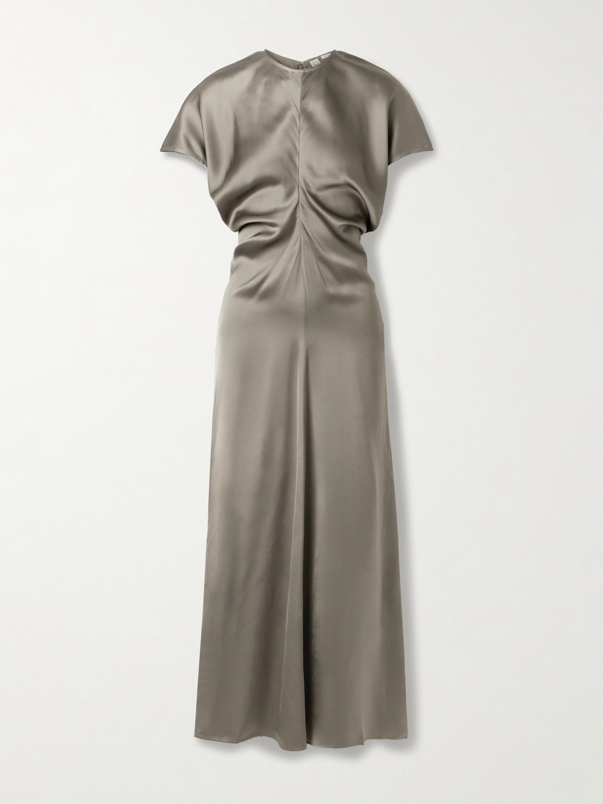 Draped Satin Maxi Dress - Brown