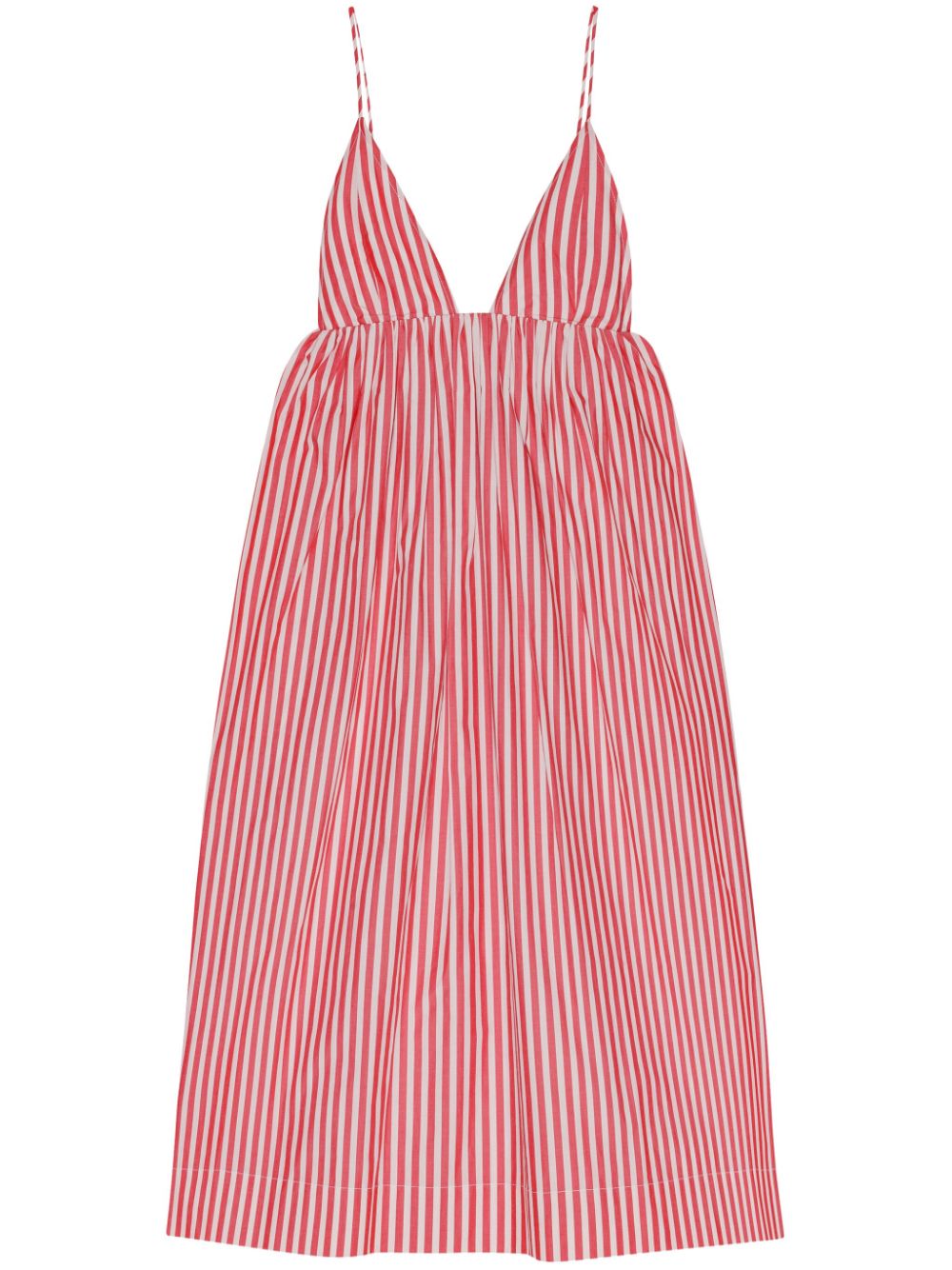 Striped V-neck dress - Red