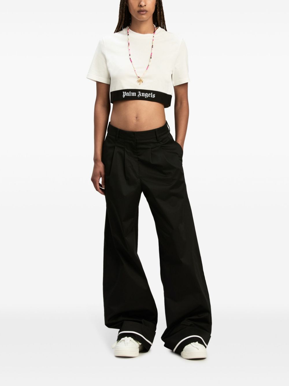 Crop T-shirt In White Cotton