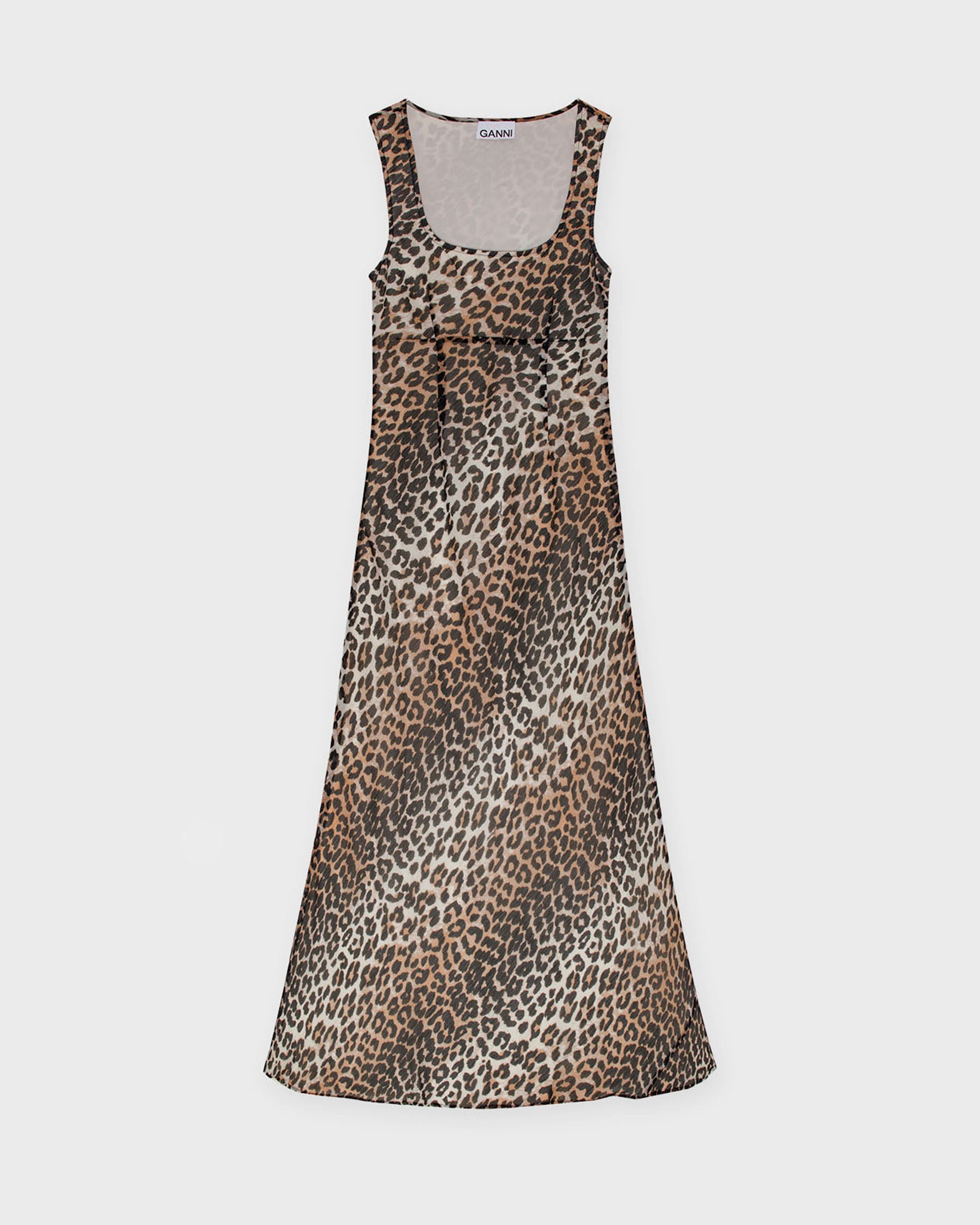 Ganni Dress Printed Chiffon Maxi Leopard