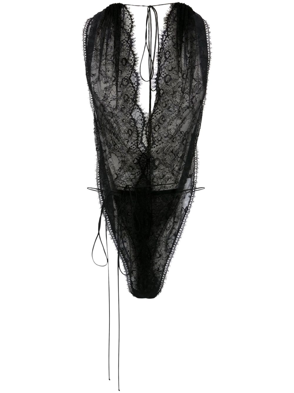 Halterneck lace bodysuit - Black