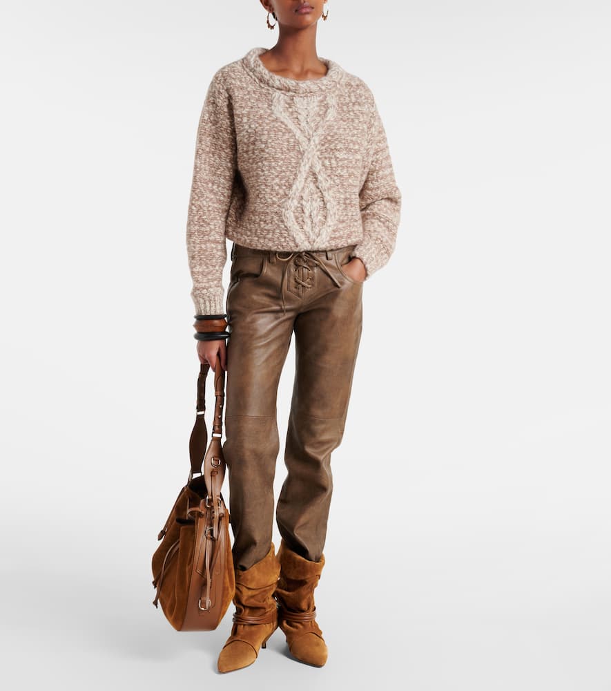 Vanel leather straight pants