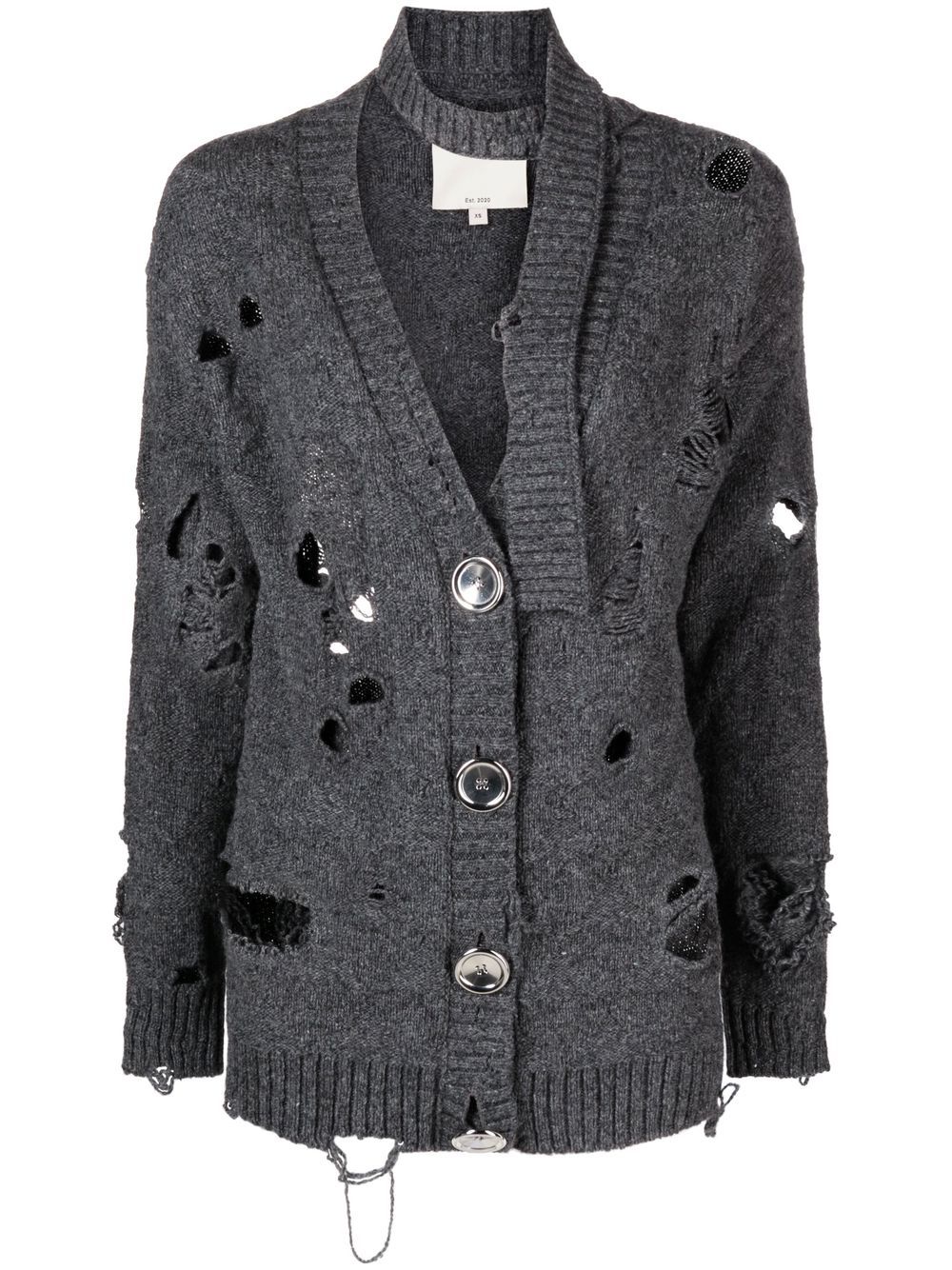 Oversized distressed wool cardigan - Grey