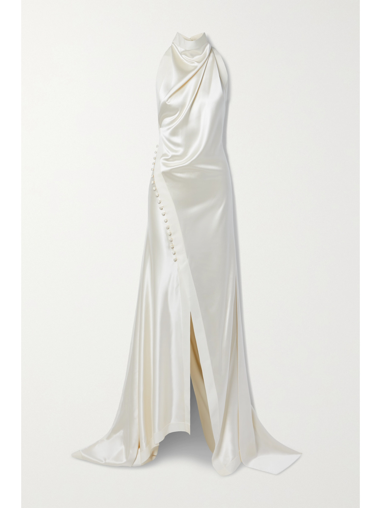 Sasha Draped Silk-charmeuse Halterneck Gown