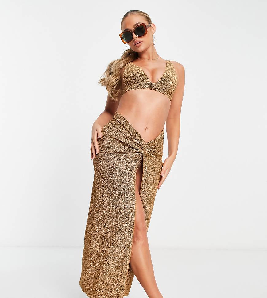 Maxi sarong in gold metallic
