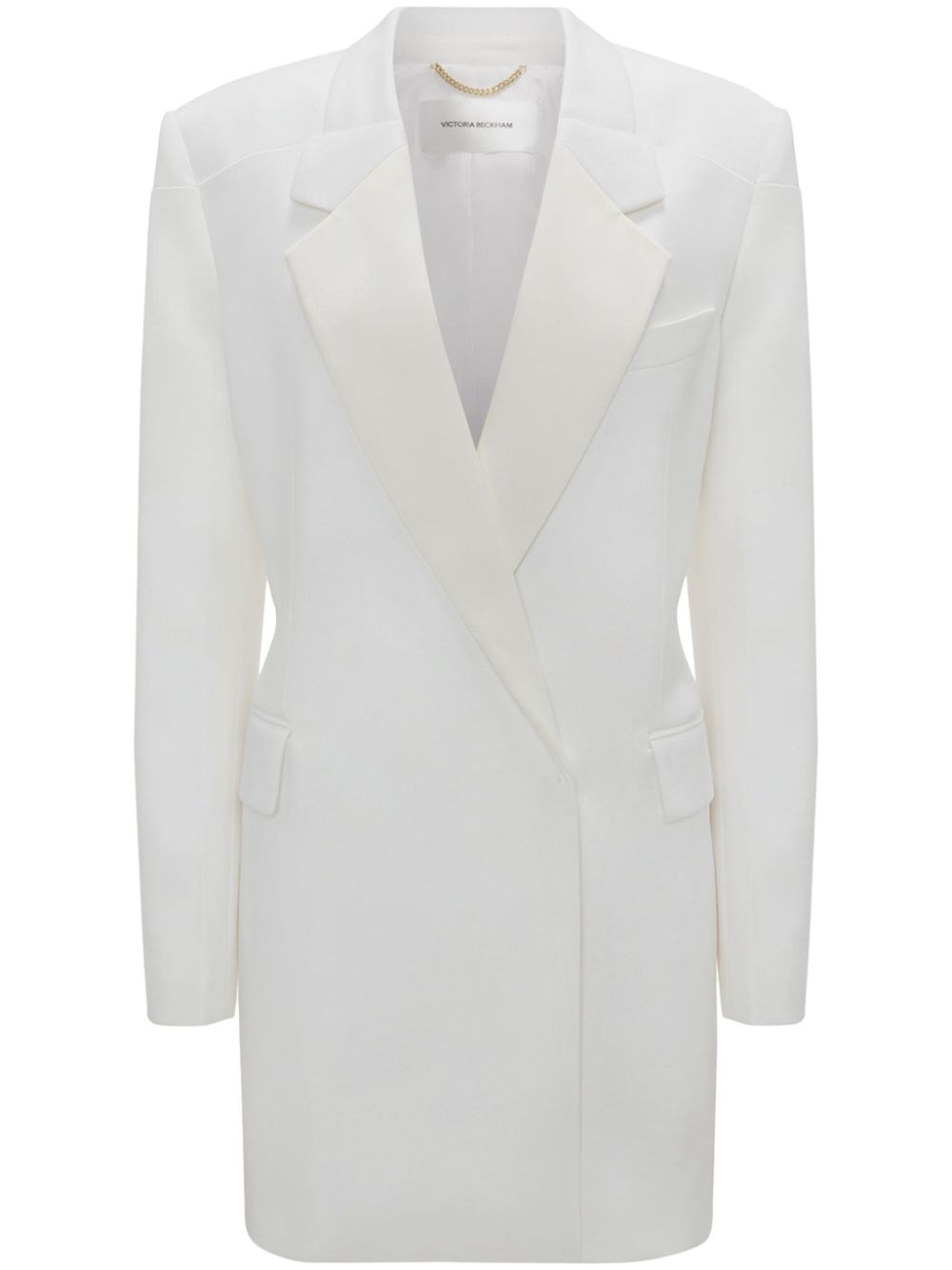 Fold-shoulder blazer mini dress - White