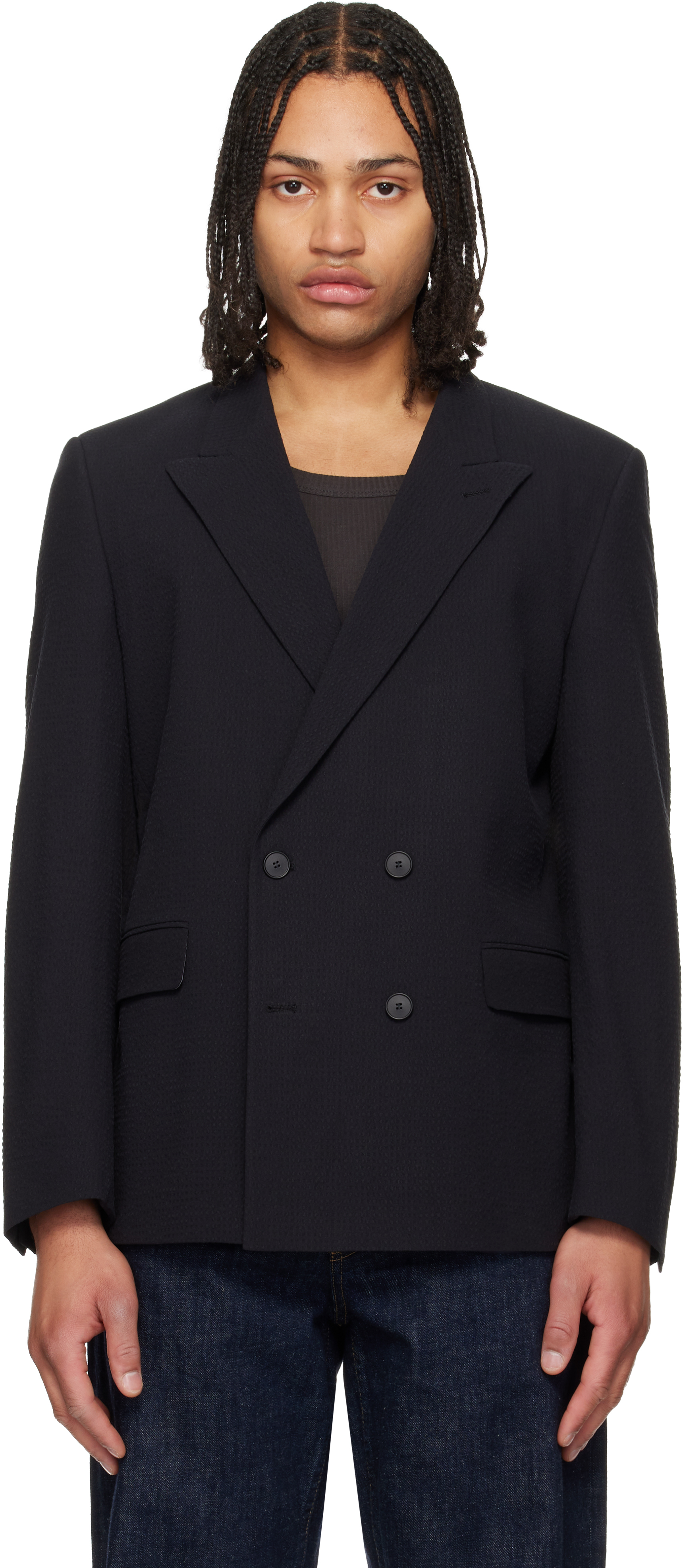 Black Double-Breasted Blazer