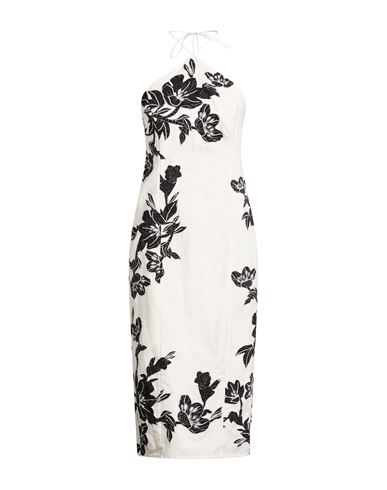 Woman Midi dress White Size L Linen, Cotton