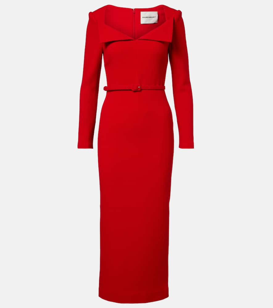 Belted wool midi dress