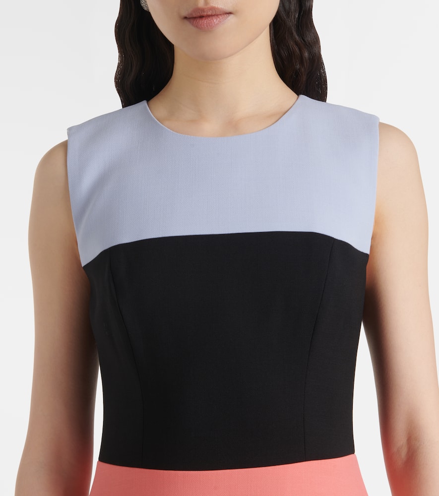 Colorblocked wool-blend midi dress